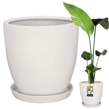 Keramické glazované biele kvetináče 31 cm