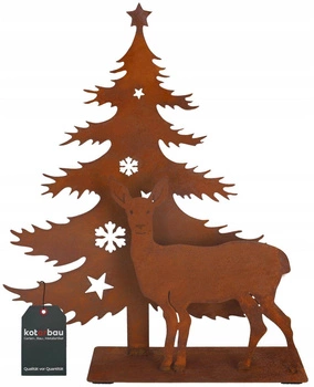 Vianočný stromček figúrka jeleňa ozdoba kovová hrdza