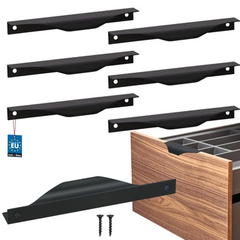 Hranatá nábytková úchytka moderná hliníková matná čierna 160 mm sada 6 ks.