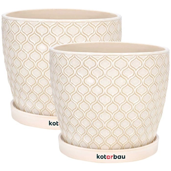 Keramický obal na hrniec s podstavcom ⌀17 cm krémový - 2 ks.