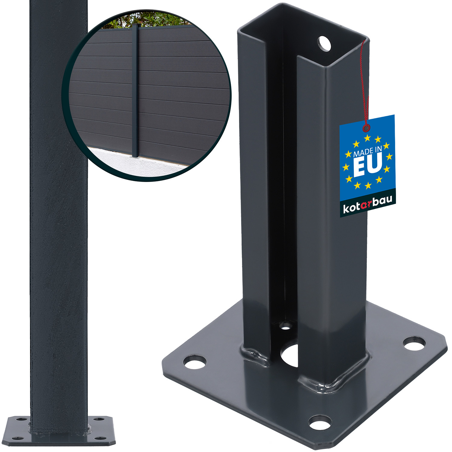 Pólová základňa priskrutkovaná grafit 60x40 mm