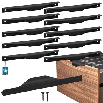 Hranatá nábytková úchytka moderná hliníková matná čierna 192 mm sada 10 ks.