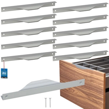 Hranatá nábytková úchytka moderná hliníková strieborná 192 mm sada 10 ks.