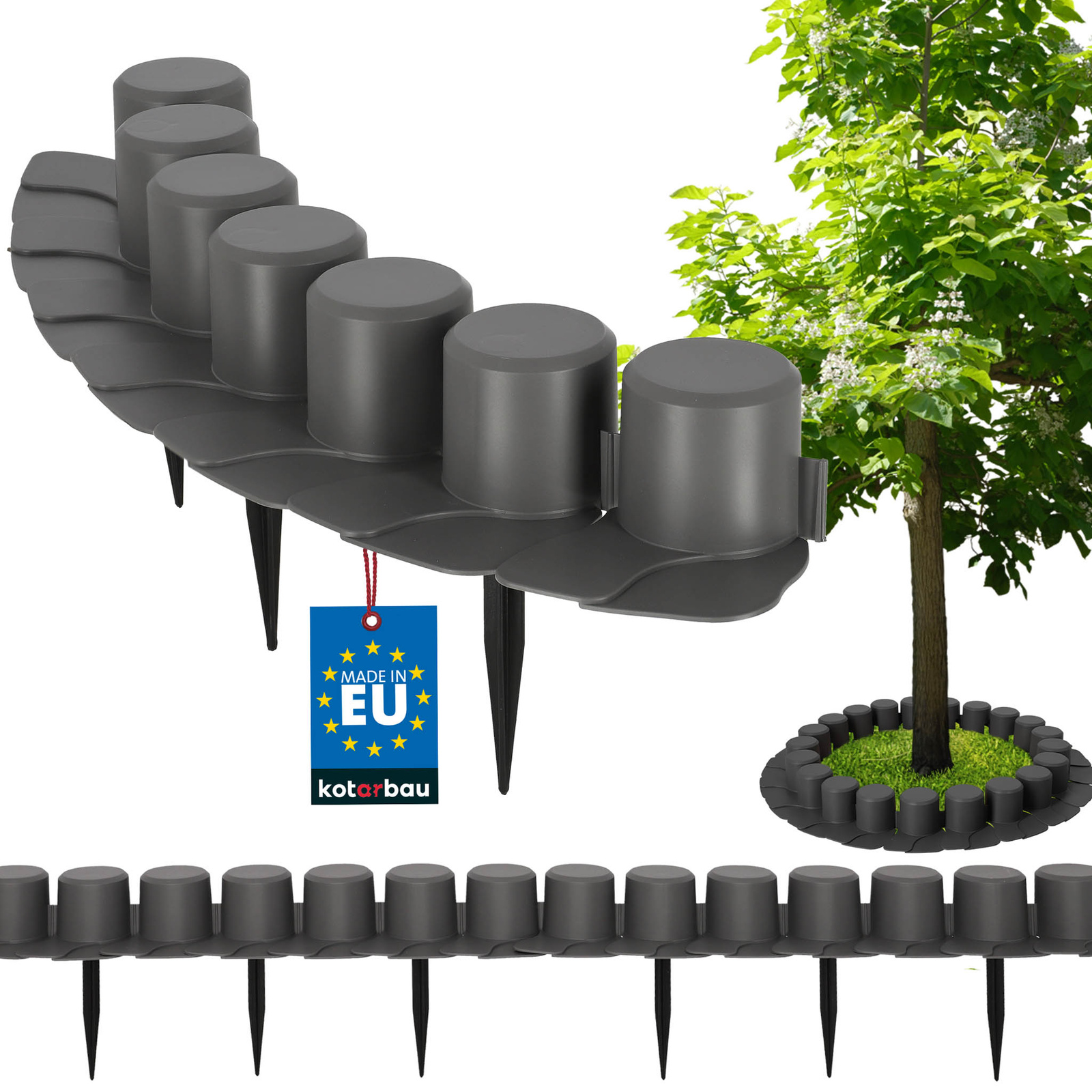 Obrubník trávnika palisáda s nájazdom plastový sivý 4 m