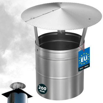 Dymová strieška na komínové potrubie pozinkovaná strieborná 200 mm