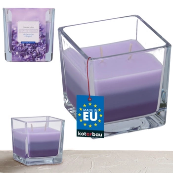 Trojfarebná sklenená vonná sviečka 32 h - levanduľa