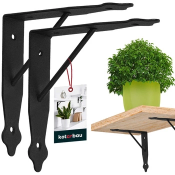 Podpera na police s výstuhou čierna 15x15 cm sada 2 ks.