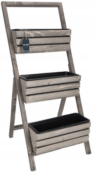 Záhradný záhon 3 balkónové kvetináče s vložkou sivé - 105 cm