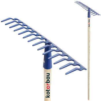 Kovové záhradné hrable so 14 zubami a drevenou násadou