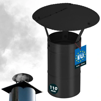 Dymová strieška na komínové potrubie pozinkovaná čierna 110 mm