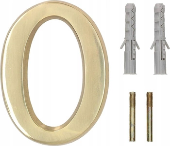 Číslo domu "0" na dvere 3d 10cm mosadz