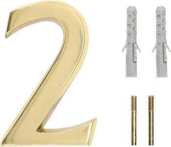 Číslo domu "2" na dvere 3d 10cm mosadz