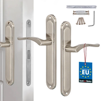 Klasická dverová kľučka dlhá štítka bez otvoru satén