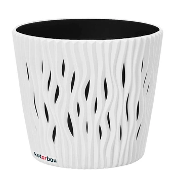 Kvetináč s vlnitými drážkami a vložkou 115x130 mm - Farba biela
