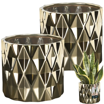 Sada 2 keramických krytov na donuty valec zlatý ⌀12 cm