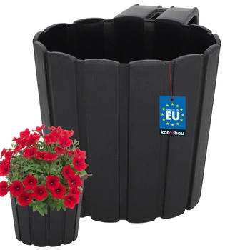 Balkónový kvetináč na zábradlie s držadlom na zavesenie antracit 150 mm