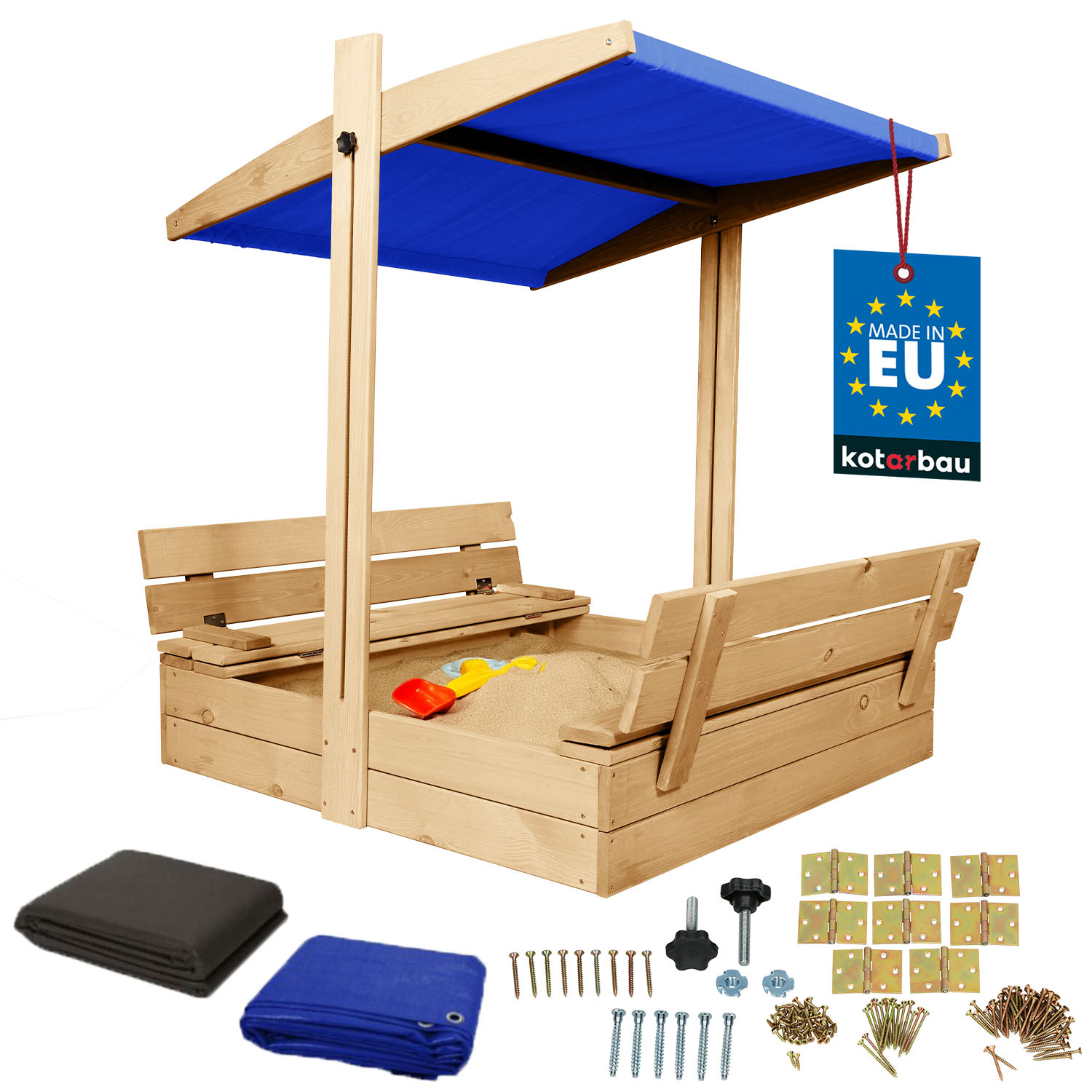 Drevené pieskovisko so strieškou lavičkami uzamykateľné veľké prírodné 100 cm