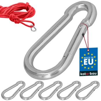 Hasičský karabínový háčik na hojdačku lano hammock kovový 70 mm sada 5 ks.