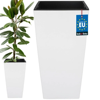 Kvetináč 325x325x610 mm urbi štvorcový biely s vložkou