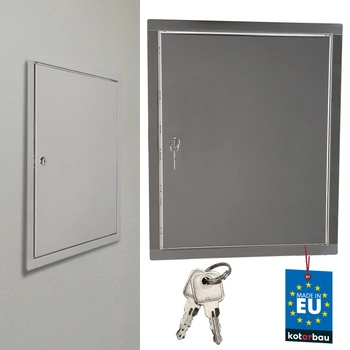 Revízne dvierka zámok na kľúč nerezová oceľ strieborné 25x40 cm