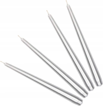 Kužeľová strieborná stolová sviečka classic sada 4 ks.