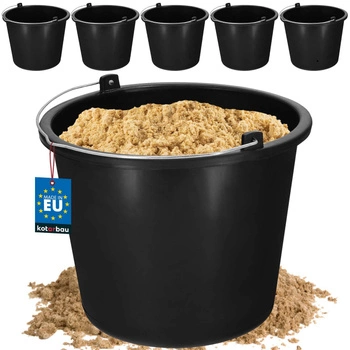 Stavebné vedro pre domácnosť na maltu plastové čierne 5 l sada 5 ks.