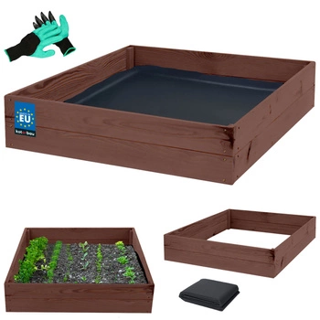 Debnička na zeleninu drevená bylinky pestovanie hnedá 120x120x18 cm