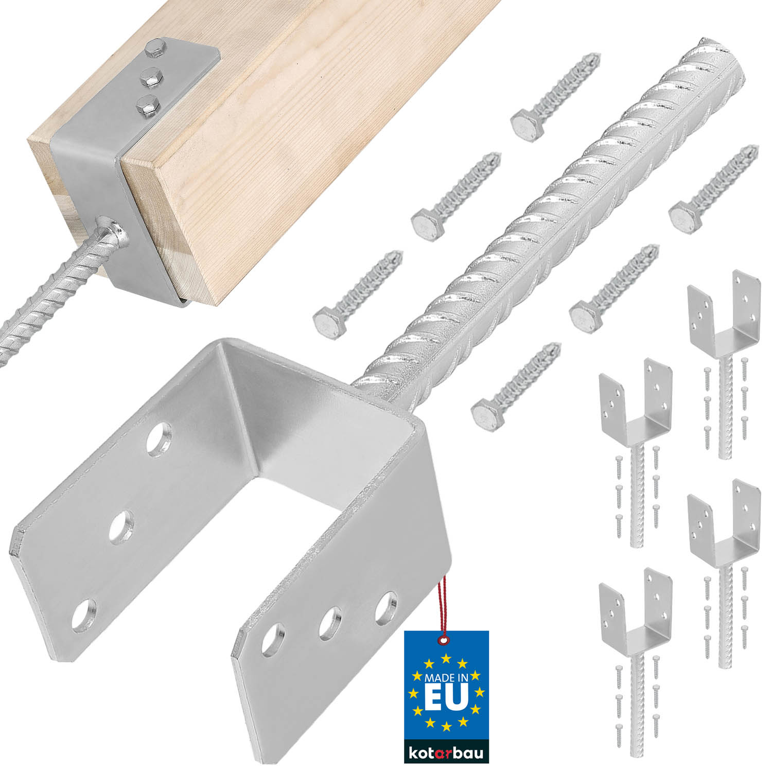 Základňa stĺpa s osadzovacou tyčou 80 mm sada 4 ks.