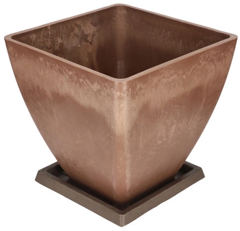 Záhradný kvetináč ochranný kompozitný kvetináč s podstavcom 28 cm hnedý