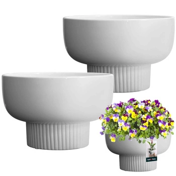 Keramické glazované biele kvetináče 24 cm sada 2 ks.