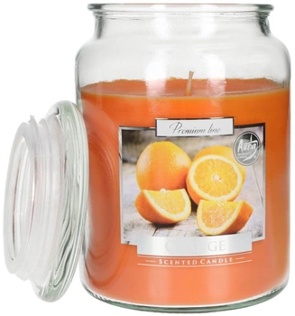 Veľká sklenená vonná sviečka s viečkom 100 h - oranžová