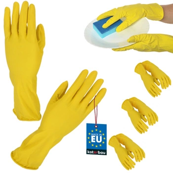 Žlté latexové gumové rukavice veľkosti m sada 3 ks.
