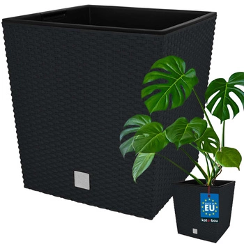 Záhradný ratanový kvetináč s vložkou antracit 40x40 cm