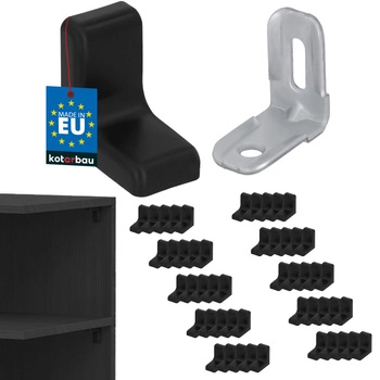 Nábytková uhlová konzola s uzáverom čierny sada 50 ks.