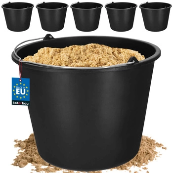 Stavebné vedro pre domácnosť na maltu plastové čierne 16 l sada 5 ks.