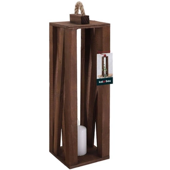 Drevený lampáš na sviečku hnedý 13,5x13,5 cm