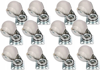 Nábytkové otočné kolieska s gumovým ložiskom 40 mm - 12 ks.