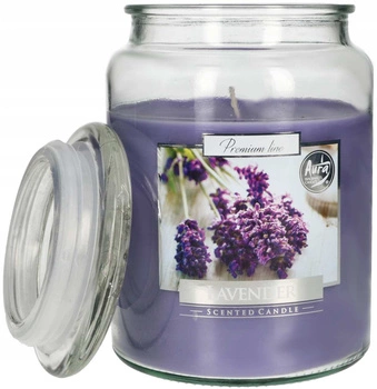 Veľká sklenená vonná sviečka s viečkom 100 h - levanduľa