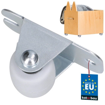 Nábytkové koliesko pevné na skrine gumové biele 22 mm