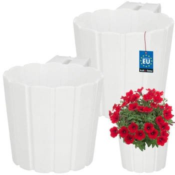 Balkónový kvetináč na zábradlie s držadlom na zavesenie biely 150 mm sada 2 ks.