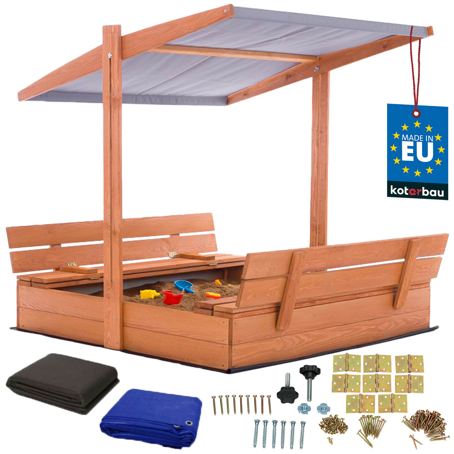 Drevené pieskovisko so strieškou lavičkami uzamykateľné veľké hnedé 120 cm