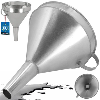 Pozinkovaný kovový lievik so sitkom na olej palivo 23 cm