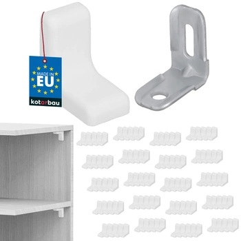 Nábytková uhlová konzola s uzáverom biely sada 100 ks.