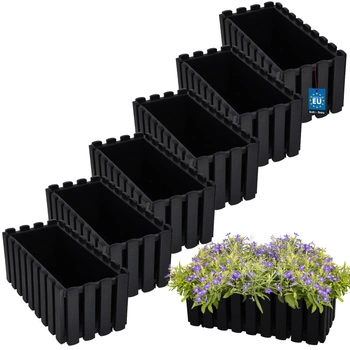 Kvetináč balkónová truhlica na zábradlie rustikálny antracit 400 mm sada 6 ks.