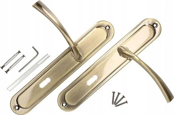 Dverová kľučka na kľúč dlhý štít patina 90 mm - Farba patina