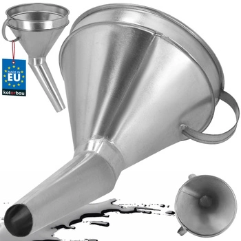 Šikmý pozinkovaný kovový lievik so sitkom na olej palivo 17 cm