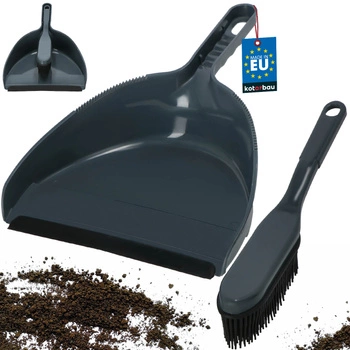 Lopatka na prach plastová s gumovými štetinami sivá 33 cm