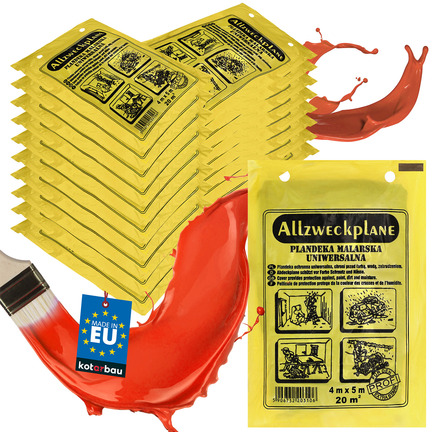 Fólia na nátery ochranná stavebná hrubá silná sivá 4x5 m sada 50 ks.