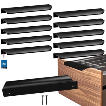 Úchyt nábytkový hliníkový čierny mat 160/180 mm sada 10 ks.