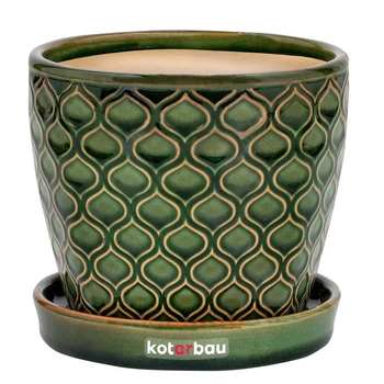 Keramický kvetináč s podstavcom ⌀12 cm zelený